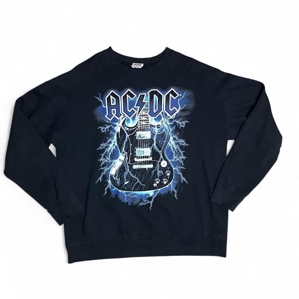 AC/DC Men's Black Crewneck Pullover Sweatshirt